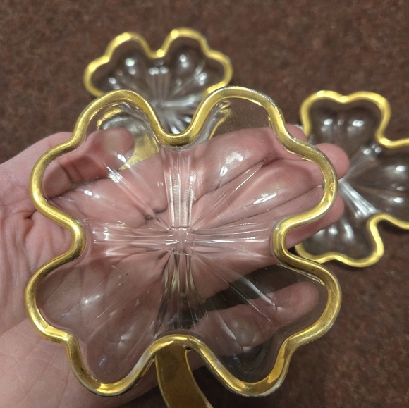 Vintage Shamrock Trinket Dishes With Gokd Edges Set Of 3 Gladd - Picture 2 of 6